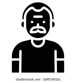 Old man avatar vector illustration, solid design icon