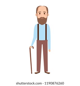 old man bald with beard avatar character