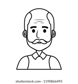 old man bald with mustache avatar character