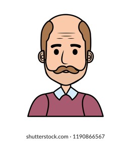 old man bald with mustache avatar character