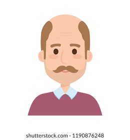 old man bald with mustache avatar character