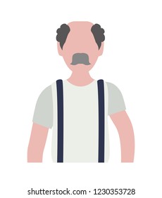 old man bald with mustache avatar character