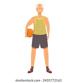 Old man basketball workout icon cartoon vector. Age training. Person athlete