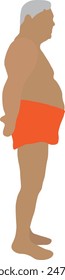 Viejo en la playa Ilustración vectorial mínima plana