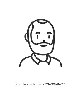 Old man with a beard, linear icon, Grandfather. Avatar. Line with editable stroke