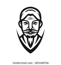 Old man beard logo design vector. Old man logo vector.