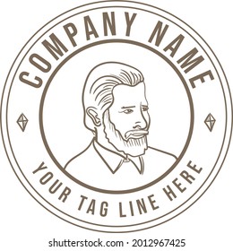 Old Man with Beard in Old School Vintage Logo Concept. Suitable for Barbershop, Fashion, Taylor, Wine and other Business.