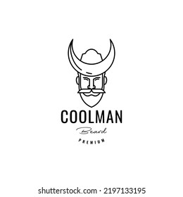 Old Man Beard With Unique Hat Logo Design