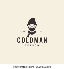 old man bearded cold with scraf hipster logo design