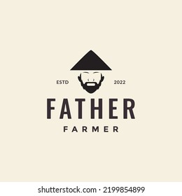 old man bearded farmer hipster logo design