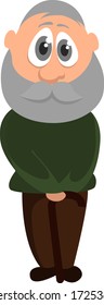 Old man with big beard, illustration, vector on white background