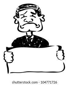 old man with a blank board