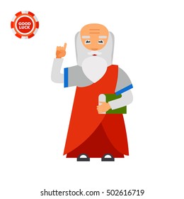 Old Man with Book as Wisdom Concept Icon