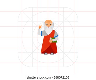 Old Man with Book as Wisdom Concept Icon