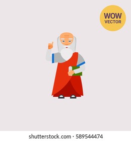 Old Man with Book as Wisdom Concept Icon