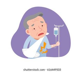 old man with broken arms
