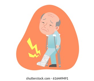 old man with broken legs