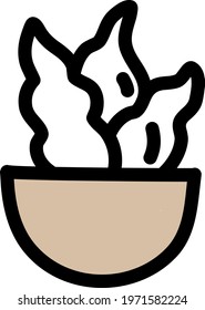 The old man cactus in a pot, icon illustration, vector on white background