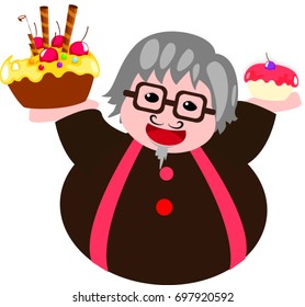 old man and cake