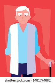 old man with cane avatar character