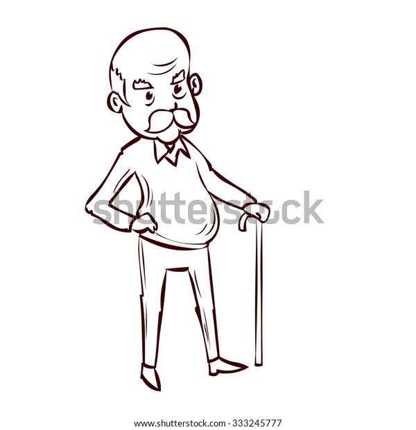 Old Man Cane Big Mustache Hand Stock Vector (Royalty Free) 333245777