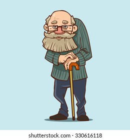 old man and cane  cartoon character  funny grandfarther