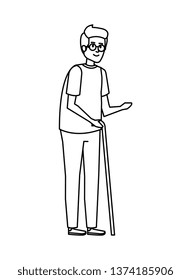 old man with cane character