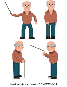old man with a cane and a glasses
