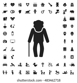 Old man with cane icon illustration isolated vector sign symbol