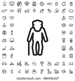 Old man with cane icon illustration isolated vector sign symbol