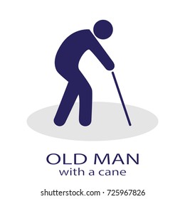 Old man with cane. Illustration design. Elder dark Graphic Symbol Vector Illustration.