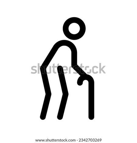 Old man with cane line icon