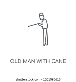 Old Man with Cane linear icon. Old Man with Cane concept stroke symbol design. Thin graphic elements vector illustration, outline pattern on a white background, eps 10.