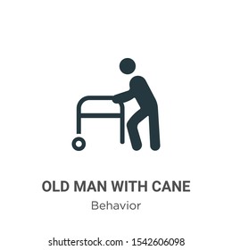 Old man with cane vector icon on white background. Flat vector old man with cane icon symbol sign from modern behavior collection for mobile concept and web apps design.