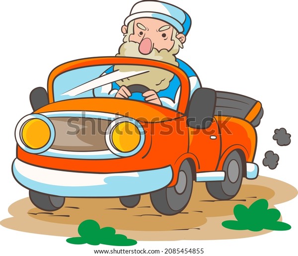 Old man car cartoon\
vectot