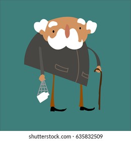 The old man is carrying milk.Vector image.