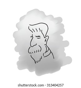 Old man cartoon character drawing vector