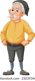 Old man cartoon character with mustache illustration
