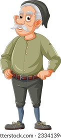Old man cartoon character with mustache illustration