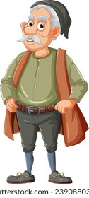 Old man cartoon character with mustache illustration