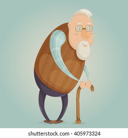 Old man cartoon character. Vector illustration