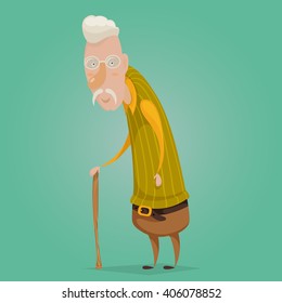 Old man cartoon character. Vector illustration