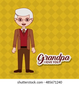 Old man cartoon icon. Grandfather grandpa and family theme. Colorful design. Vector illustration