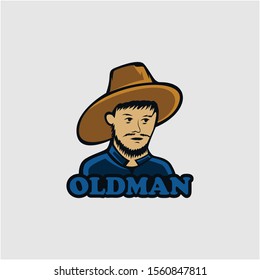 old man cartoon simple - logo design  