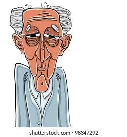 Old man cartoon style illustration, vector.