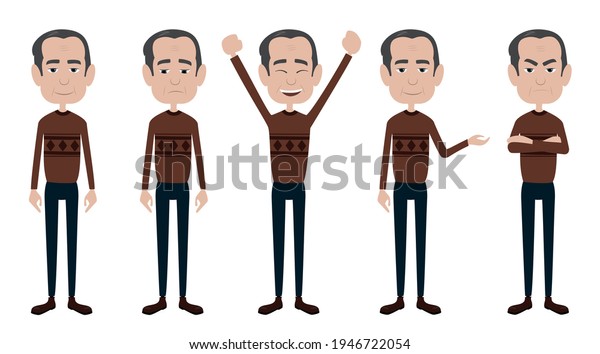 Old Man Character Animated Set Vector: เวกเตอร์สต็อก (ปลอดค่าลิขสิทธิ์ ...