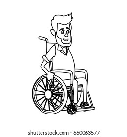 old man character disabled sitting in wheelchair image