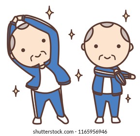 Old man character. He wears sports jersey and do exercise and fitness. This can use for advertising, poster and decorate your blog or website.