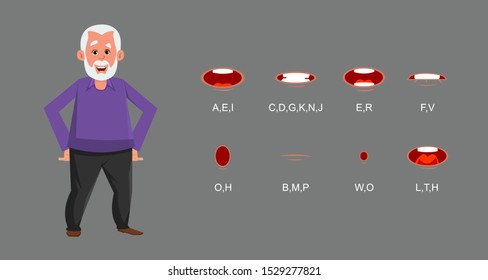 Old man character with lip sync. character for custom animation.