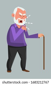 old man character sneezing. covid-19 or coronavirus concept